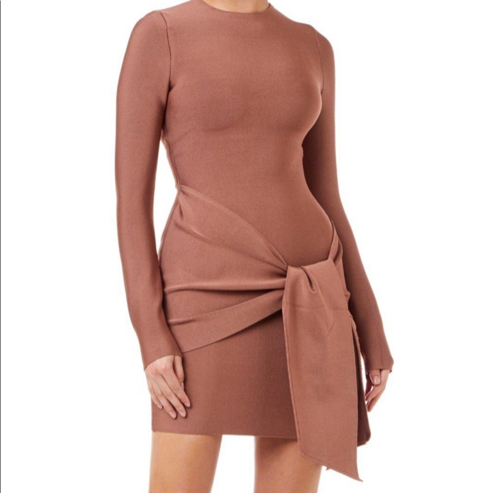 Misha Collection drew bandage dress in bronze